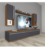 Decoraktiv Eko 5220TA Mdf Tv Ünitesi Tv Sehpası (Antrasit - Ceviz)
