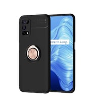 Realme 7 Pro Kılıf Yüzüklü Magnetli Ravel Case (Siyah-Rose Gold)