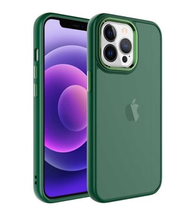 Uyumlu Model Apple iPhone 13 Pro Kılıf Buzlu Sert PC Trasnparan Kapak (Koyu Yeşil)