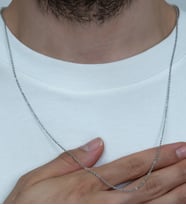 İnce 316L Paslanmaz Unisex Çelik Kolye Zincir 1.6mm 60cm eck44 (Beyaz)