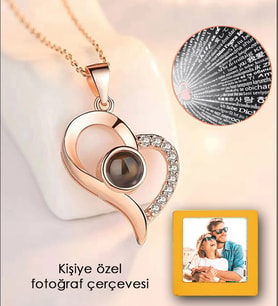 Kişiye Özel Fotoğraflı Sevgiliye, Arkadaşa 100 Dilde Seni Seviyorum Rose Gold - Gümüş Kolye (Rose)
