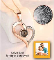 Kişiye Özel Fotoğraflı Sevgiliye, Arkadaşa 100 Dilde Seni Seviyorum Rose Gold - Gümüş Kolye (Rose)