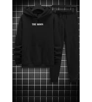Unisex The Moon Baskılı Eşofman Takımı (Siyah)