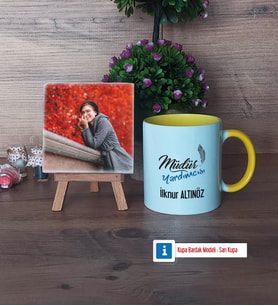 Müdür Yardımcısı Fotoğraflı Dekoratif Taş, Kupa Bardak Beyaz Hediye Öğretmenler Günü Hediyesi (Model 7)