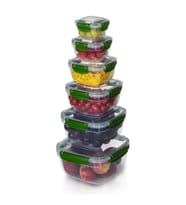 6'lı Set Master Kare Saklama Kabı (275 ml - 500 ml - 900 ml - 1500 ml - 2400 ml - 3750 ml) (Yeşil)