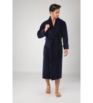 Devetüyü Biyeli Bambu Cotton Erkek Bornozu (Lacivert)