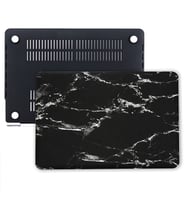 MacBook Pro Retina Kılıf HardCase A1425 A1502 2012/2015 Uyumlu Mermer Desenli (Siyah - Gümüş)