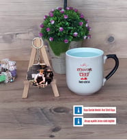 Aşçıya Hediye Kupa Bardak Beyaz ve Fotoğraflı Ahşap Anahtarlık Hediye (Model 10)