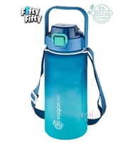 Vagonlife Tritan 1500ml Askılı-Pipetli/Pipetsiz Kullanım Çift Renk SoftTouch Motivasyon Matarası Çıkartma Hediyeli (Mavi)