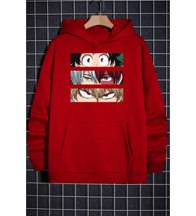 Unisex Makima Hugging Denji Baskılı Sweatshirt (A.Kırmızı)
