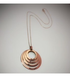 Kişiye Özel Dört İsimli Gümüş Kolye Özel Gün Hediyesi (Gold)