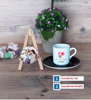 Anneler Günü Hediyesi Türk Kahvesi Fincanı Ahşap Altlıklı ve Fotoğraflı Ahşap Anahtarlık Hediye (Model 7)