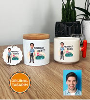 Kişiye Özel Karikatürlü Paramedik Hediye Seti T Kupa, Kalemlik, Anahtarlık Erkek Paramediğe Tıp Bayramı Hediyesi (Turuncu)