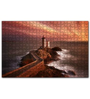 Cakapuzzle Günbatımında Kayalıklar ve Deniz Feneri  Puzzle Yapboz MDF (Ahşap) (1000 Parça)