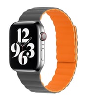 Apple Watch 7/8/9 41mm Kordon Renkli Strap Deri Loop Kordon (Gri - Turuncu)