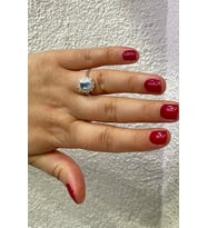 Yaprak Model Zirkon Taşlı Gümüş Yüzük (Turkuaz)