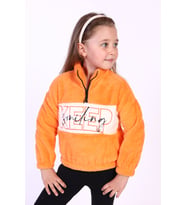 Toontoy Kız Çocuk Nakışlı Peluş Sweatshirt (Turuncu)