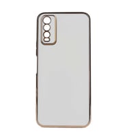 Vivo Y11S Kılıf Zore Bark Kenarları Altın Renk Kılıf (Beyaz)