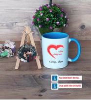 Sevgiliye Hediye Kupa Bardak Beyaz ve Fotoğraflı Ahşap Anahtarlık Hediye (Model 4)