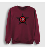 Presmono Unisex Beyaz Star U2 Sweatshirt 121381tt (Bordo)