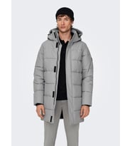 Only & Sons Erkek Uzun Kapitone Mont - 22020156 (Gri)