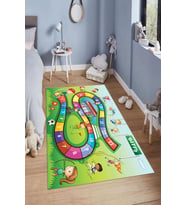 Dijital Baskılı Kaymaz Taban Yıkanabilir Kolay Temizlenir Modern Çocuk Odası Halısı NDÇ-HT-748 (Yeşil)