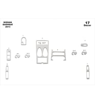Meriç® Nissan Qashqai Ön Torpido Kaplama Maun 17 Parça 2013-› (Alüminyum)