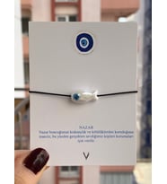 El Yapımı Seramik Nazar Boncuklu İp Bileklik- Hediye Paketli (Model 3)