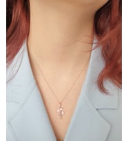 MAGRİB 925 ayar gümüş kalpli fiyonklu buket çiçekli bayan gümüş kolye (Rose)