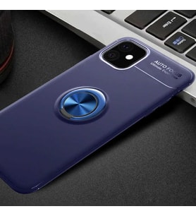 Apple iPhone 11 Kılıf Zore Ravel Yüzüklü Silikon Kılıf (Mavi)