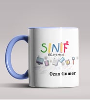 Kişiye Özel Sınıf Öğretmeni Tasarımlı Siyah Renk Kupa Bardak 14 (Mavi)