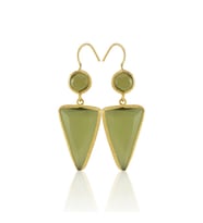 Kadir Jewellery 22 Ayar Altın Kaplama Kadın Sallantılı Küpe -El İşçiliği Ve Hipoalerjenik Küpe (Zeytin Yeşili)