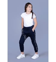Toontoy Kız Çocuk Fermuar Detaylı Şalvar Tipi Eşofman Alt (Lacivert)