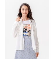 Kız Çocuk D Tokalı Ceket T-Shirt İkili Takım 1806 (Beyaz)