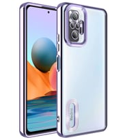 Xiaomi Redmi Note 10 Pro Kılıf Köşeleri Renkli Şeffaf Kamera Korumalı Silikon Luxury Kapak (Lila)