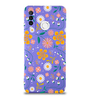 Huawei P 30 Lite Uyumlu Lansman Kılıf Çiçek Tasarımlı İçi Kadife  Kapak (Mor)