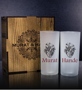 eJOYA Kişiye Özel Kutusunda 2'li Rakı Bardağı Hediye Seti  107153 (Kırmızı)