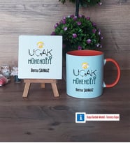 Uçak Mühendisi Dekoratif Taş, Kupa Bardak Kırmızı Hediye (Model 12)