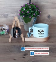 Diyaliz Teknikeri Kupa Bardak Beyaz ve Fotoğraflı Ahşap Anahtarlık Hediye (Model 8)