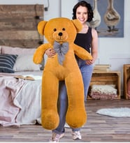125 Cm Papyonlu Büyük Beyaz Ayıcık (%100 Yerli) (Kahverengi)