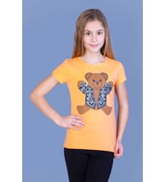 Toontoy Kız Çocuk Ayıcık Baskılı Tişört (Turuncu)