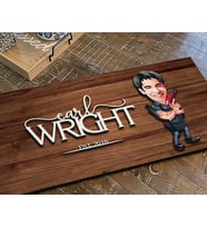 BK Gift Kişiye Özel Erkek Kuaför Karikatürlü Kabartma Figürlü Ahşap Tablo, Duvar Dekoru, Arkadaşa Hediye, Özel Tasarım Ev Hediyesi-1 (Ceviz)