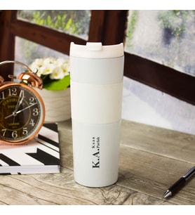 İsme Özel French Press Çelik Termos 450 ML - Harfli İsim (Beyaz)