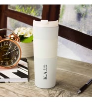 İsme Özel French Press Çelik Termos 450 ML - Harfli İsim (Beyaz)
