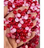 MİNİMUM 100 ADET YPIŞTIRMA BONCUK İNCİ BONCUK 1 CM (Kırmızı)