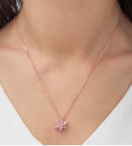 Rose Altın Kaplama Zirkon Taşlı Lotus Çiçeği Kadın Kolye (Pembe)
