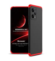 Microsonic Xiaomi Poco X5 5G Kılıf Double Dip 360 Protective Siyah Mavi (Siyah-Kırmızı)