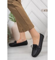 Khayt Belare Casual Günlük Kadın Babet Ayakkabı (Siyah)