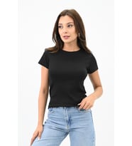 Kadın Kısa Kollu Basic T-shirt 1775-25 (Siyah)