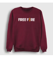 Presmono Unisex Beyaz Logo Free Fire Sweatshirt 233499tt (Bordo)